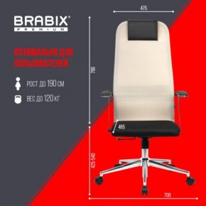 Кресло офисное BRABIX PREMIUM "Ultimate EX-801" хром, плотная двойная сетка Х2, черное/бежевое, 532919 в Елабуге - elabuga.mebel24.online | фото 6