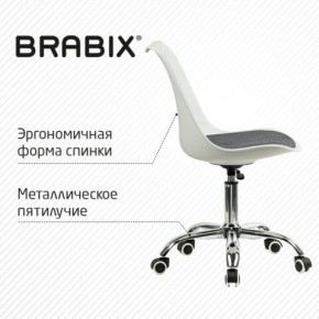 Кресло стул BRABIX "Eames MG-310 CH", хром, пластик белый, ткань серая, 532924 в Елабуге - elabuga.mebel24.online | фото 5