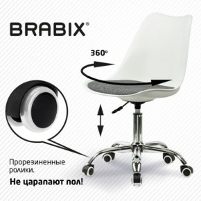 Кресло стул BRABIX "Eames MG-310 CH", хром, пластик белый, ткань серая, 532924 в Елабуге - elabuga.mebel24.online | фото 7