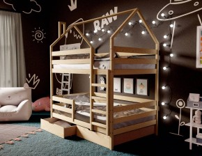 Кровать-домик двухъярусная 80*190 без покраски в Елабуге - elabuga.mebel24.online | фото