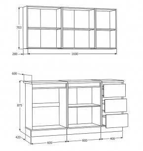 Кухня Хилтон 1.6 м (Белый текстурный/Дуб Вотан) в Елабуге - elabuga.mebel24.online | фото 3