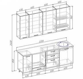 Кухонный гарнитур Антрацит 2200 (Стол. 26мм) в Елабуге - elabuga.mebel24.online | фото 3