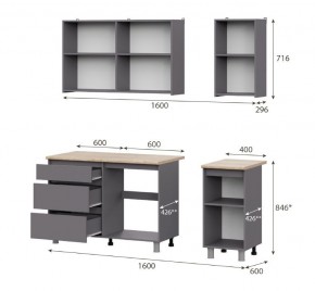Кухонный гарнитур ДЕНВЕР (1600) Графит серый/Дуб Сонома в Елабуге - elabuga.mebel24.online | фото 2