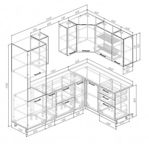 Кухонный гарнитур угловой Трансильвания 2400x1600 мм (Стол. 38 мм) в Елабуге - elabuga.mebel24.online | фото 2