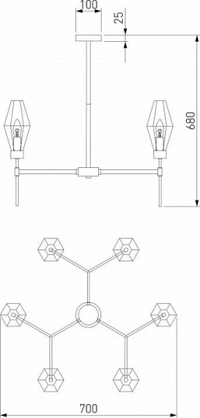 Люстра на штанге Eurosvet Prism 60143/6 хром в Елабуге - elabuga.mebel24.online | фото 2