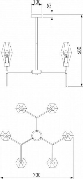 Люстра на штанге Eurosvet Prism 60143/6 латунь в Елабуге - elabuga.mebel24.online | фото 4