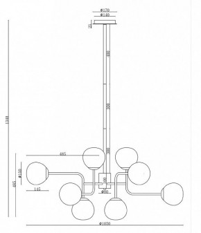 Люстра на штанге Maytoni Erich MOD221-PL-12-G в Елабуге - elabuga.mebel24.online | фото 3