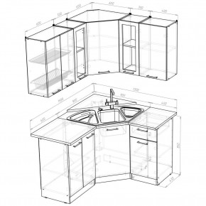 ОЛЬГА Кухонный гарнитур Оптима 2 (1500*1300 мм) в Елабуге - elabuga.mebel24.online | фото 2