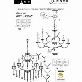 Подвесная люстра iLamp Diamond 6071-18 CR+CL в Елабуге - elabuga.mebel24.online | фото 2