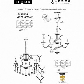 Подвесная люстра iLamp Diamond 6071-8 CR+CL в Елабуге - elabuga.mebel24.online | фото 2