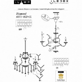 Подвесная люстра iLamp Diamond 6071-8 GD+CL в Елабуге - elabuga.mebel24.online | фото 2