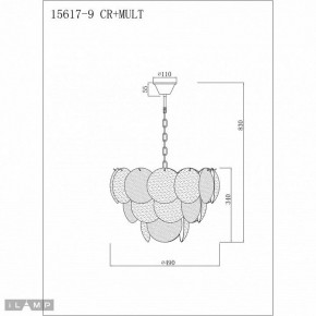 Подвесная люстра iLamp Rivoli 15617-9 CR+MULT в Елабуге - elabuga.mebel24.online | фото 3