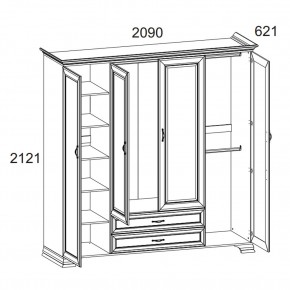 Шкаф 4D2S Z, TIFFANY, цвет вудлайн кремовый в Елабуге - elabuga.mebel24.online | фото 1