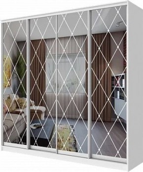 Шкаф-купе ХИТ 23-24/2-6666 РОМБ БОЛЬШОЙ НА 4 ФАСАДА в Елабуге - elabuga.mebel24.online | фото
