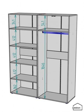 Шкаф Linnea MHR-4-1 2050х1600х510 (Графит-М 11.1.25) в Елабуге - elabuga.mebel24.online | фото 3