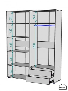 Шкаф Linnea MHR-4PO-2 2050х1600х510 (Белый-М 11.1.2) в Елабуге - elabuga.mebel24.online | фото 3