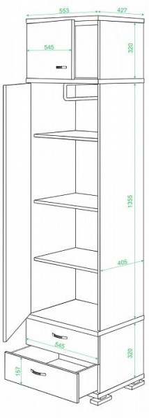 Шкаф платяной Домино КС-10 в Елабуге - elabuga.mebel24.online | фото 2