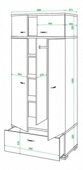 Шкаф платяной Домино КС-20 в Елабуге - elabuga.mebel24.online | фото 3