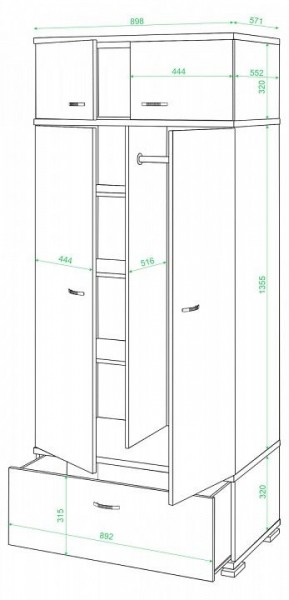 Шкаф платяной Домино КС-20 в Елабуге - elabuga.mebel24.online | фото 2