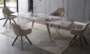 Стол ACERRA NEW 160 GLOSS LUXURY PANDORA SOLID CERAMIC/ каркас цвета шампань, ®DISAUR в Елабуге - elabuga.mebel24.online | фото 3
