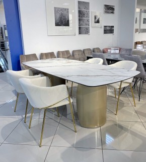 Стол BRONTE 220 KL-188 Контрастный мрамор матовый, итальянская керамика/ Шампань, ®DISAUR в Елабуге - elabuga.mebel24.online | фото 3