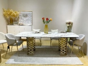 Стол CHIAVARI 220 KL-188 Контрастный мрамор матовый, итальянская керамика / Шампань, ®DISAUR в Елабуге - elabuga.mebel24.online | фото 2