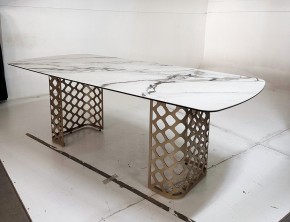 Стол CHIAVARI 220 KL-188 Контрастный мрамор матовый, итальянская керамика / Шампань, ®DISAUR в Елабуге - elabuga.mebel24.online | фото 6