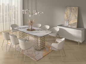 Стол CHIAVARI 220 KL-188 Контрастный мрамор матовый, итальянская керамика / Шампань, ®DISAUR в Елабуге - elabuga.mebel24.online | фото 9