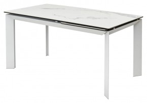 Стол CREMONA 140 HIGH GLOSS STATUARIO Белый мрамор глянцевый, керамика/ белый каркас, ®DISAUR в Елабуге - elabuga.mebel24.online | фото 1