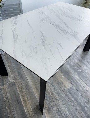Стол CREMONA 140 KL-99 Белый мрамор матовый, итальянская керамика / черный каркас, ®DISAUR в Елабуге - elabuga.mebel24.online | фото 3