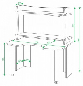 Стол компьютерный Домино Lite СКЛ-Игр140+НКИЛ140ВЛ в Елабуге - elabuga.mebel24.online | фото 2