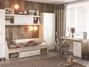 Стол компьютерный Симба Дуб белфорт-Белый глянец в Елабуге - elabuga.mebel24.online | фото 3