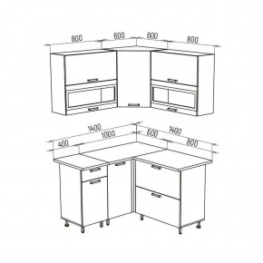 ТЕХНО Кухонный гарнитур угловой 1,4х1,4 м Компоновка №2 в Елабуге - elabuga.mebel24.online | фото 8