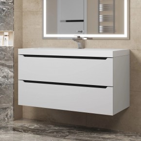 Тумба под раковину Uperwood Tanos 100 см, подвесная, белая/графит в Елабуге - elabuga.mebel24.online | фото
