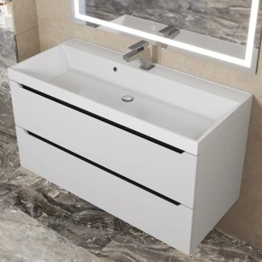 Тумба под раковину Uperwood Tanos 100 см, подвесная, белая/графит в Елабуге - elabuga.mebel24.online | фото 10