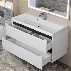Тумба под раковину Uperwood Tanos 100 см, подвесная, белая/графит в Елабуге - elabuga.mebel24.online | фото 9