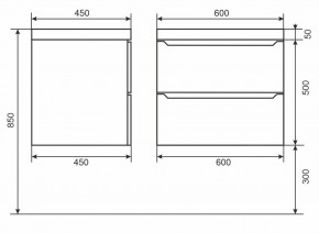 Тумба под раковину Uperwood Tanos 60 см, подвесная, белая/графит в Елабуге - elabuga.mebel24.online | фото 6