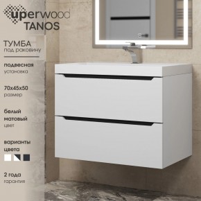 Тумба под раковину Uperwood Tanos 70 см, подвесная, белая/графит в Елабуге - elabuga.mebel24.online | фото 3