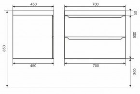 Тумба под раковину Uperwood Tanos 70 см, подвесная, черная матовая в Елабуге - elabuga.mebel24.online | фото 6