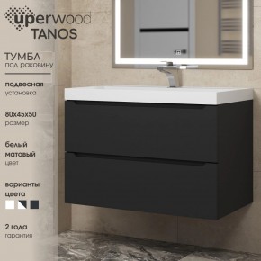 Тумба под раковину Uperwood Tanos 80 см, подвесная, черная матовая в Елабуге - elabuga.mebel24.online | фото 3