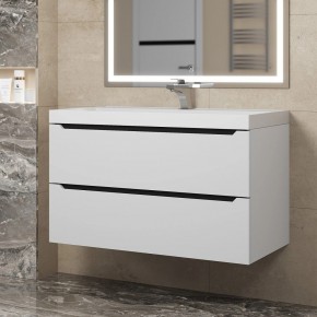 Тумба под раковину Uperwood Tanos 90 см, подвесная, белая/графит в Елабуге - elabuga.mebel24.online | фото