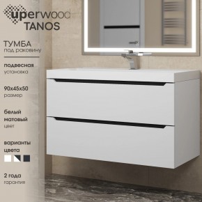 Тумба под раковину Uperwood Tanos 90 см, подвесная, белая/графит в Елабуге - elabuga.mebel24.online | фото 3