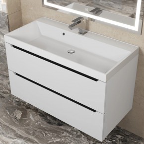 Тумба под раковину Uperwood Tanos 90 см, подвесная, белая/графит в Елабуге - elabuga.mebel24.online | фото 9
