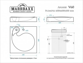 Умывальник над стиральной машиной (600*600х100) Лилия V60 (белый) с кронштейном без сифона (V60) в Елабуге - elabuga.mebel24.online | фото 2